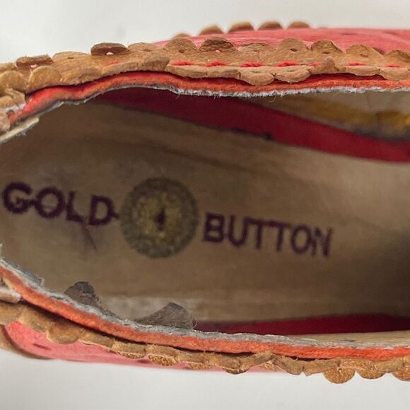 Gold Button Women's Heeled Ankle Zip Booties Real Leather Red Size EU 37 - Picture 8 of 12